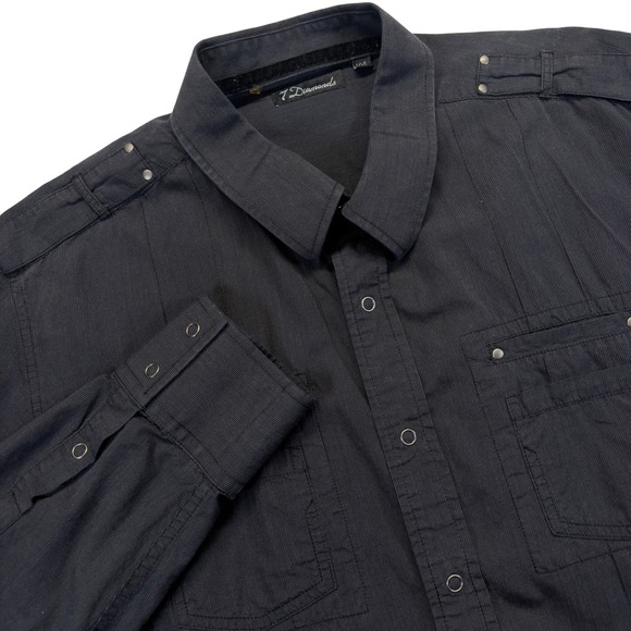 7 Diamonds Other - 7 Diamonds Utility Shirt Mens XXL Black Snap Front Dual Pockets Long Sleeve
